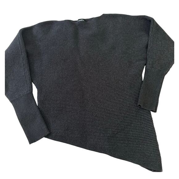 Express S charcoal ribbed asymmetric hem knitted sweater. - Picture 4 of 10